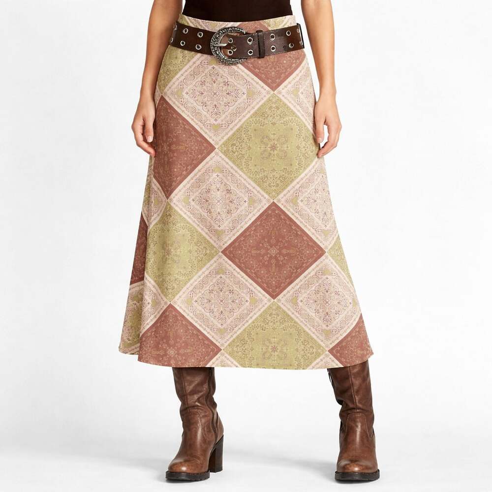 Patchwork Mesh Midi Skirt Y2K Boho Paisley Bandana Fairy Goblin XL